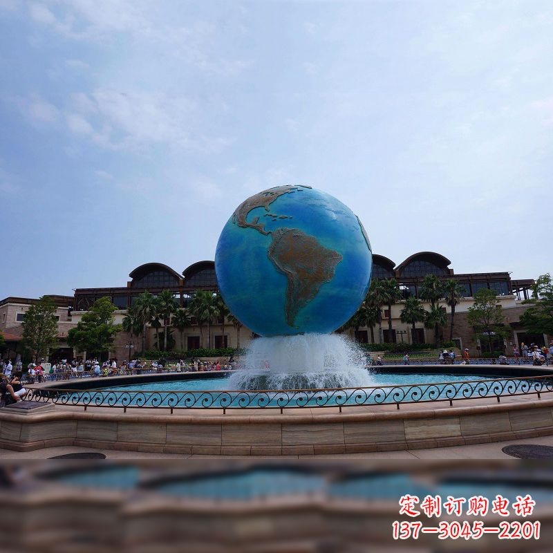 绵阳视觉奇景,不锈钢水景喷泉地球仪雕塑