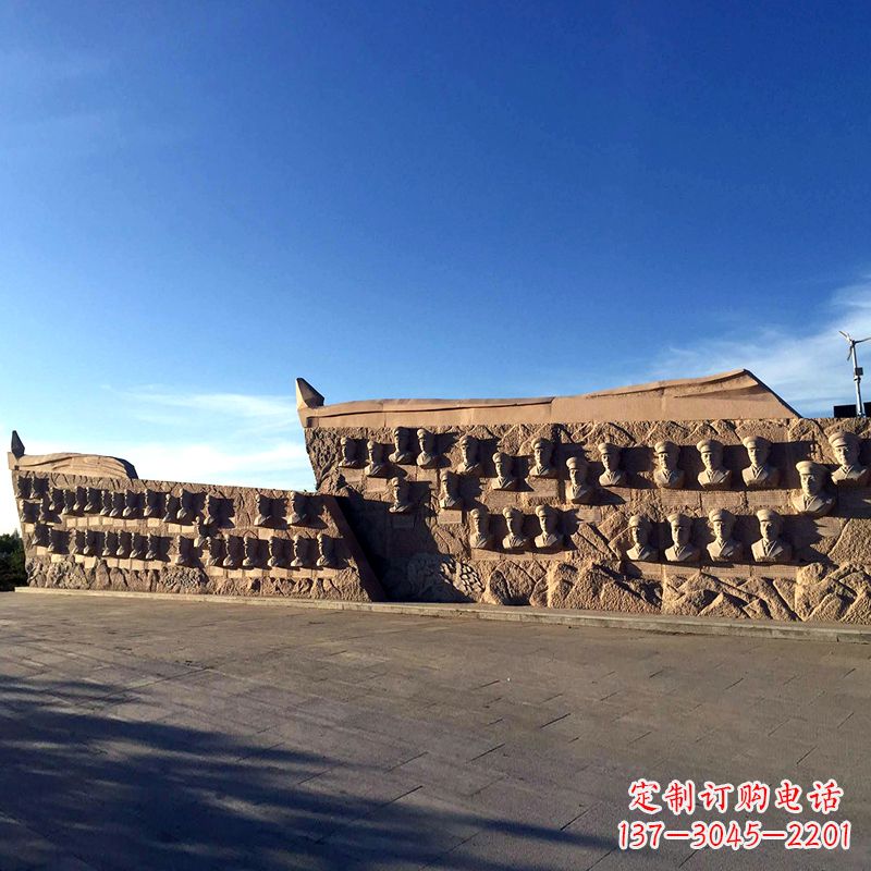 绵阳景区广场当代名人著名将领景观石雕头像群