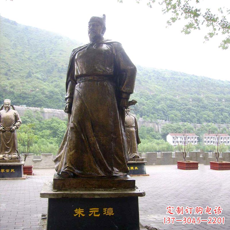 绵阳景区广场古代帝王明太祖朱元璋铜雕塑像