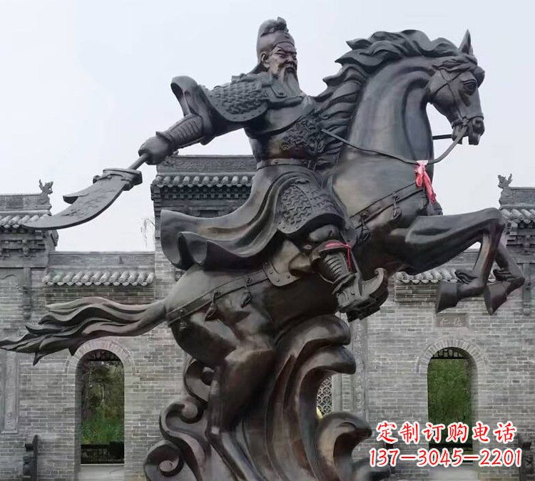 绵阳景区景点铸铜大型骑马关公