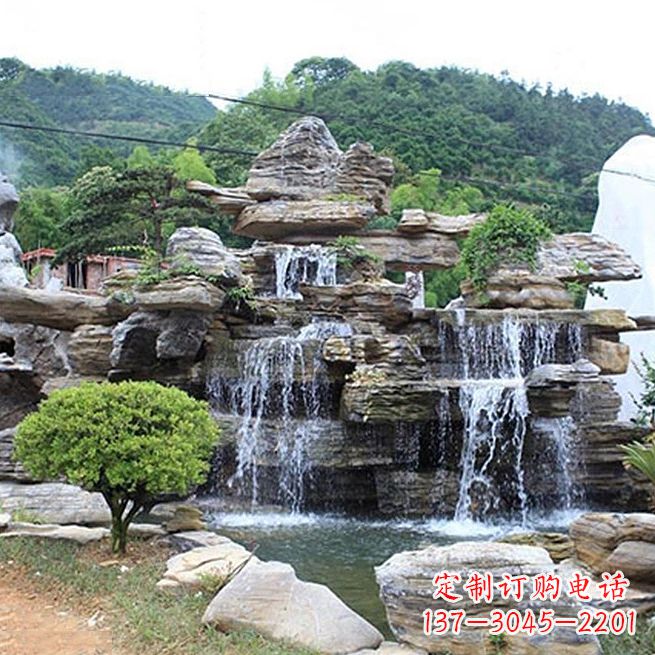 绵阳领雕塑让您的景区更精彩——奇石流水假山雕塑