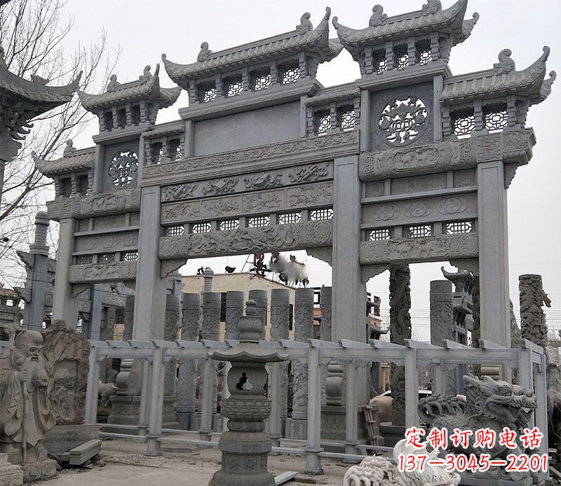 绵阳景区三门牌坊石雕 (13)