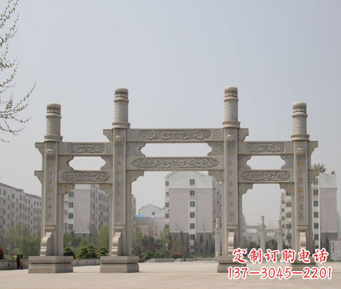 绵阳景区三门牌坊石雕 (12)