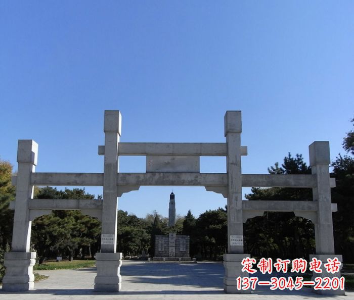 绵阳景区三门牌坊石雕_2