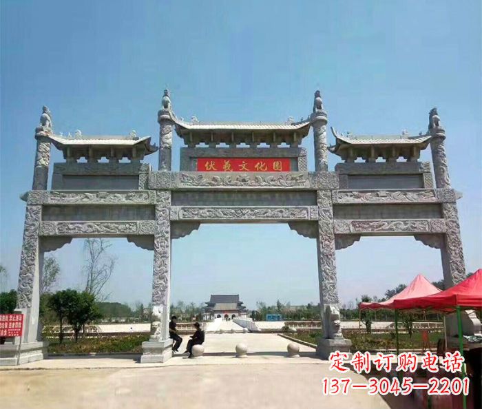 绵阳景区三门石雕牌坊 (8)