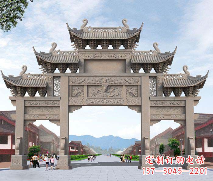绵阳景区三门石雕牌楼 (3)