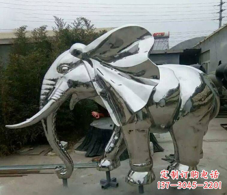 绵阳镜面不锈钢大象雕塑 (2)
