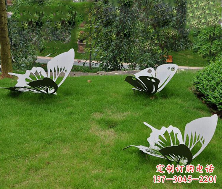 绵阳镜面不锈钢蝴蝶公园草坪动物雕塑摆件