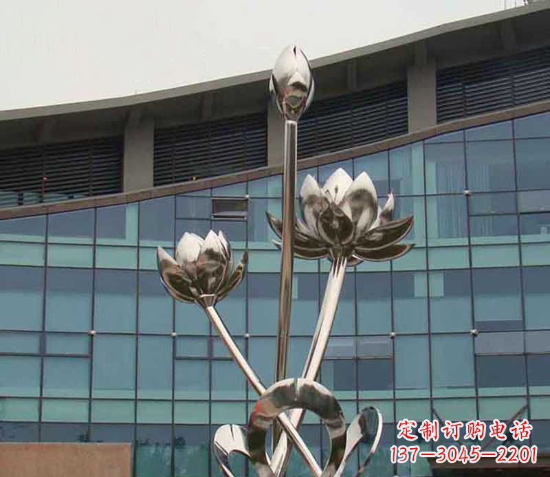 绵阳优质镜面不锈钢荷花塑像