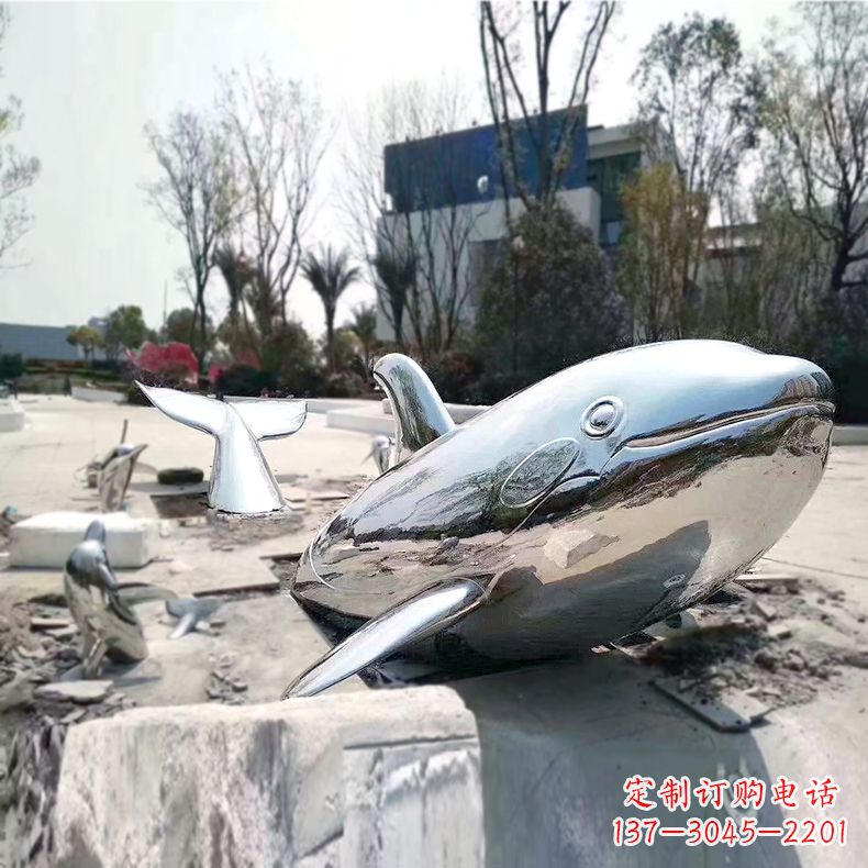 绵阳奇特美观的镜面不锈钢鲸鱼雕塑