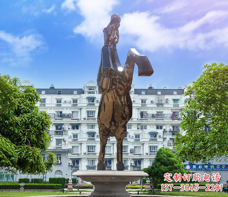 绵阳镜面城市经典不锈钢奔马塑像