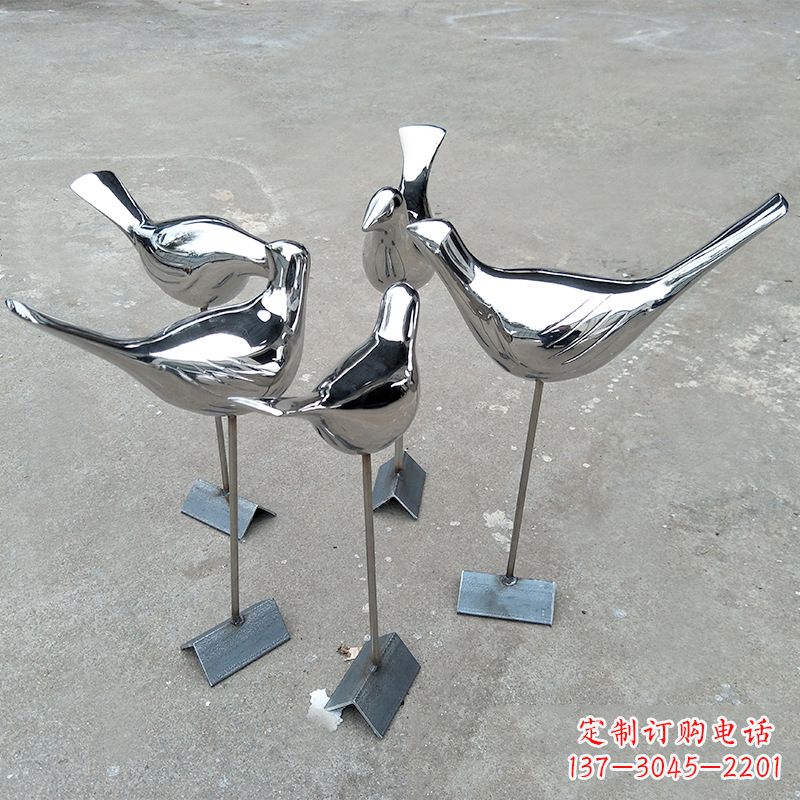 绵阳全新设计,优雅帅气的不锈钢鸽子草坪雕塑