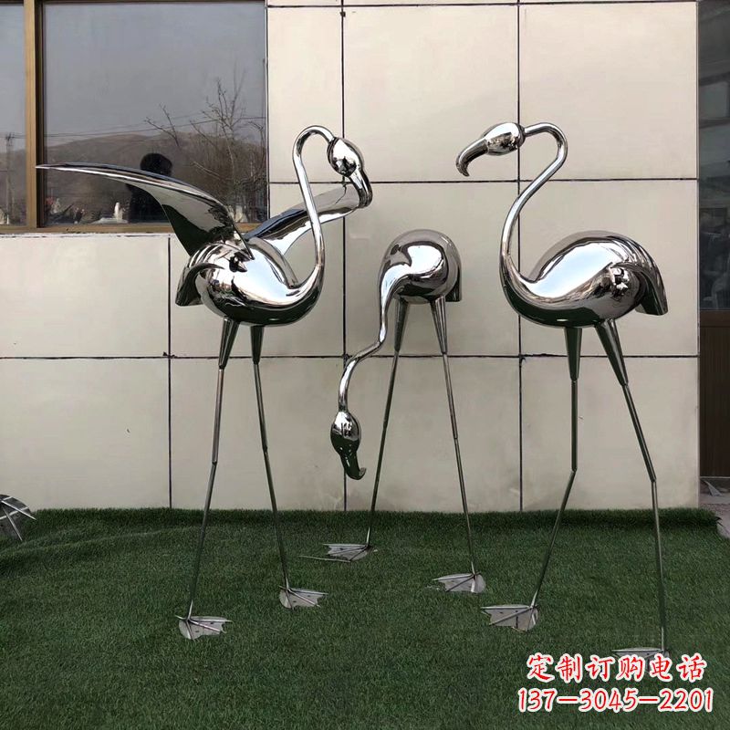 绵阳镜面仙鹤不锈钢雕塑摆件
