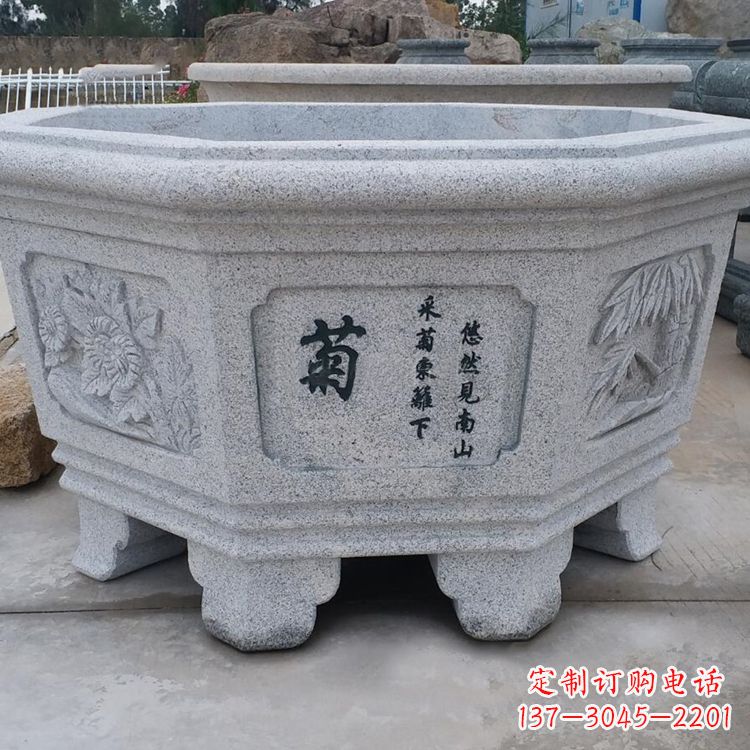 绵阳精美砂岩花盆雕塑,点缀精致家居