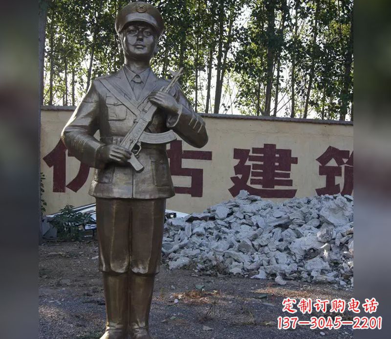 绵阳精美纪念,战士铜雕——中领雕塑