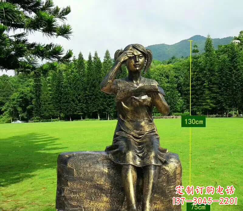 绵阳看书女孩铜雕