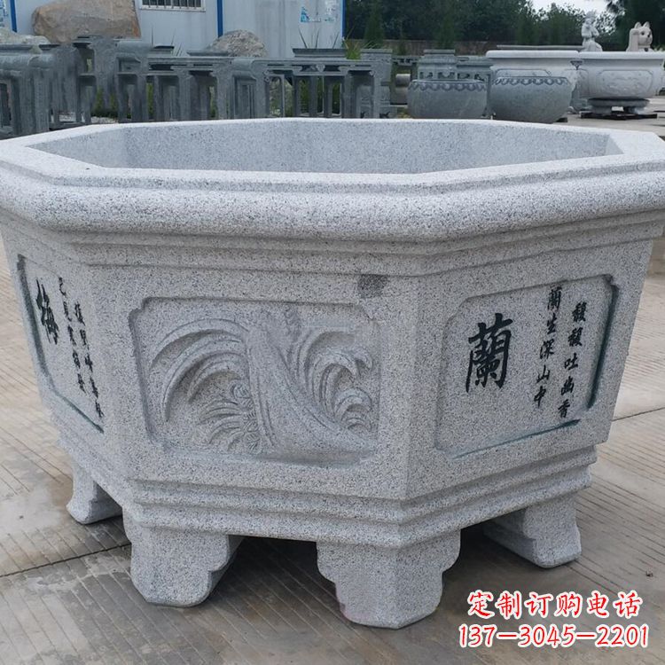 绵阳原木质材料的精美砂岩花盆雕塑