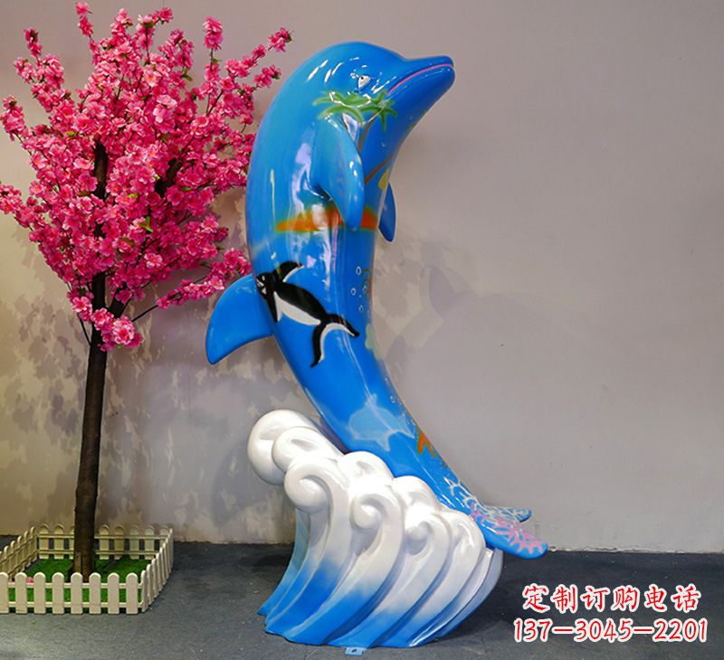 绵阳蓝色海豚彩绘雕塑,装点您的园林景观