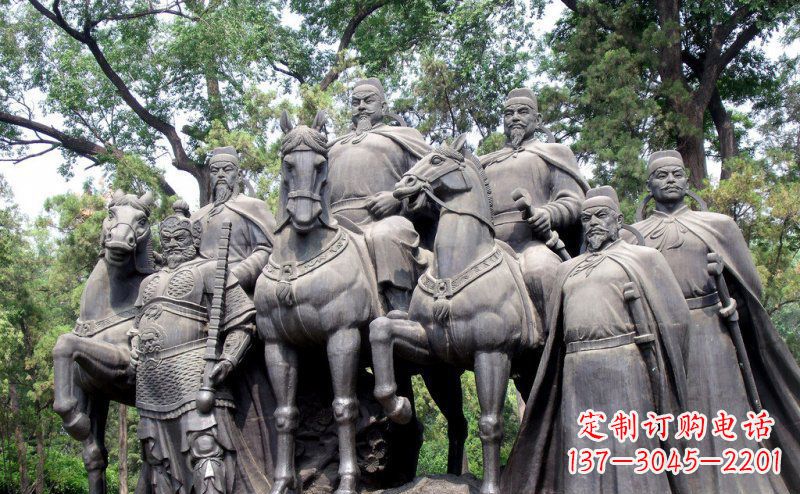 绵阳李世民领兵名人铜雕,永久流传霸业辉煌