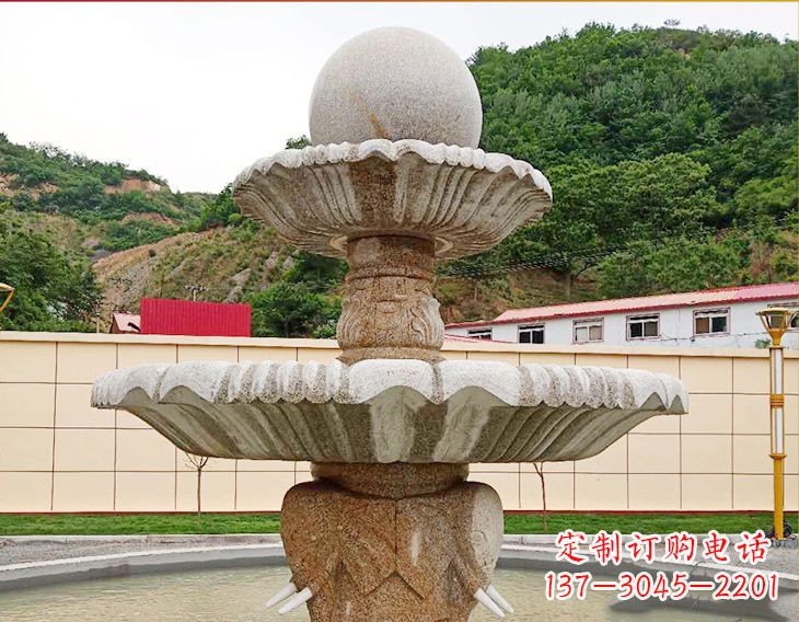 绵阳精致莲花石雕喷泉,添点艺术气息