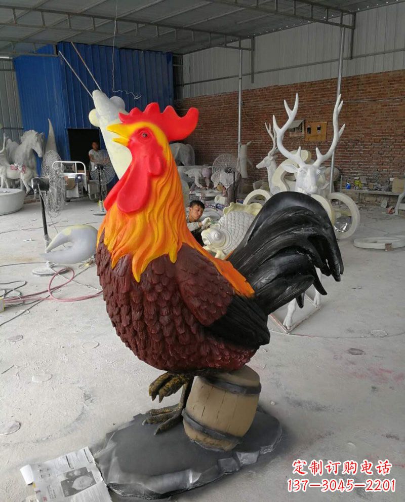 绵阳辽宁玻璃钢仿真公鸡雕塑,为现代空间增添生机