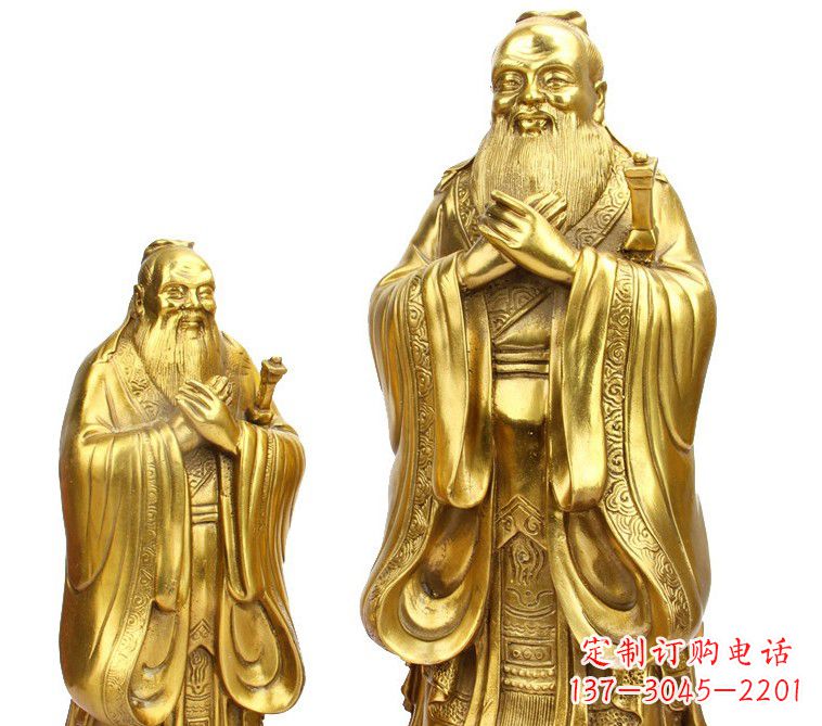 绵阳鎏金质感精美孔子铜雕像