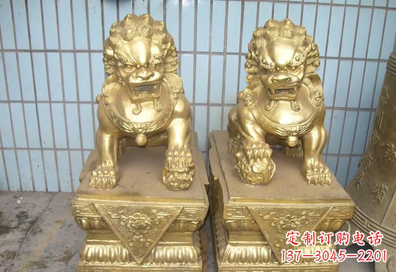 绵阳北京狮子雕塑,高雅典雅的手工鎏金铜制品