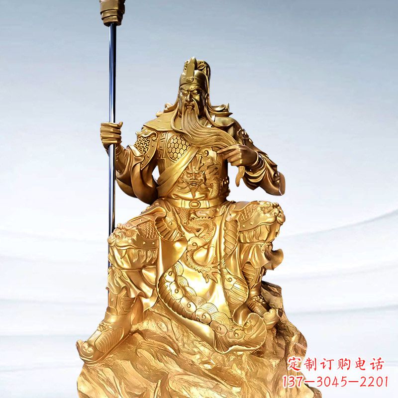 绵阳全新鎏金五虎上将关羽铜雕,精致细腻!