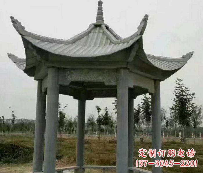 绵阳六角石雕凉亭 (3)