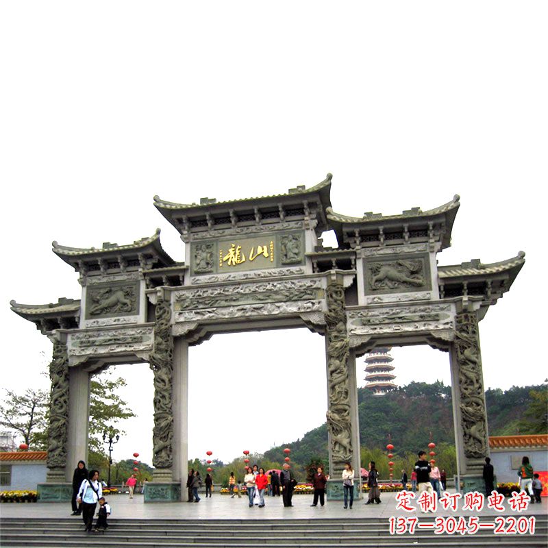 绵阳龙山景区大型石头雕塑牌楼,定制之选