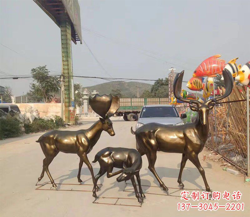 绵阳鹿公园动物铜雕