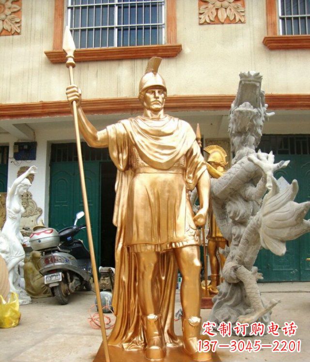 绵阳罗马勇士玻璃钢仿铜马雕塑