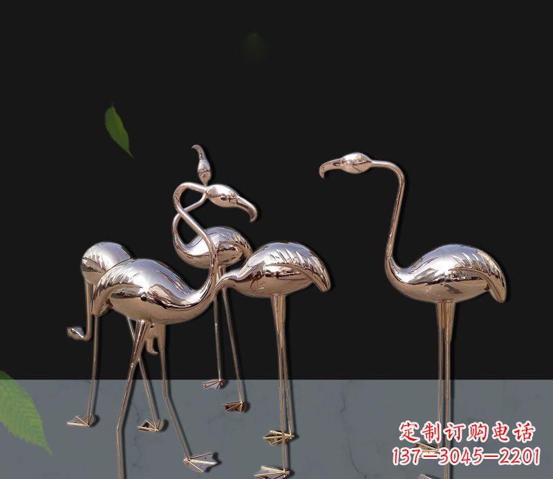绵阳玫瑰金不锈钢火烈鸟雕塑,艺术品的魅力