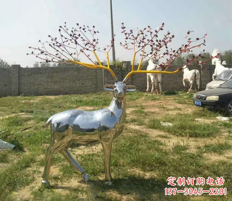 绵阳梅花鹿镜面不锈钢雕塑