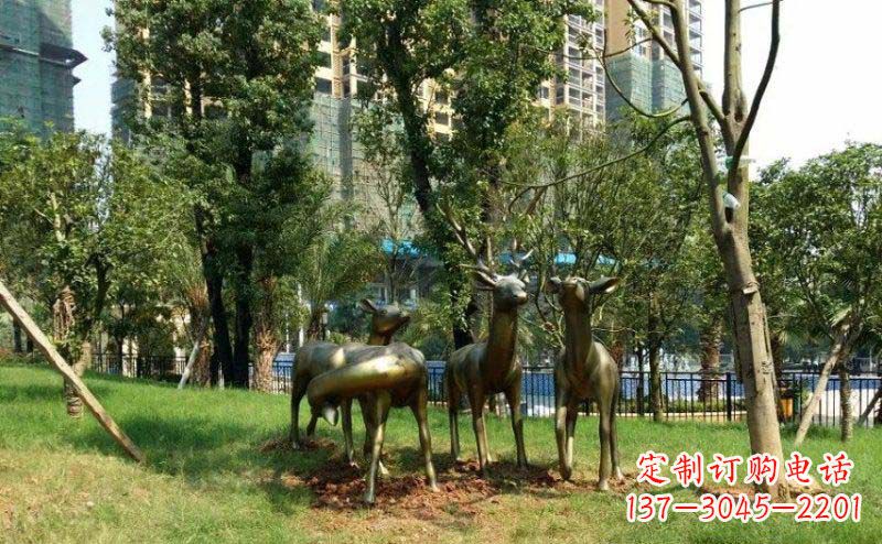 绵阳梅花鹿小区动物铜雕