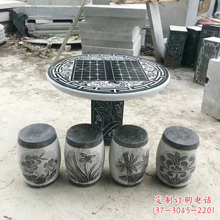 绵阳精美梅兰竹菊形石桌凳,无与伦比的艺术美感