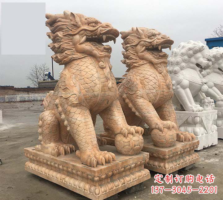 绵阳门口踩球麒麟石雕