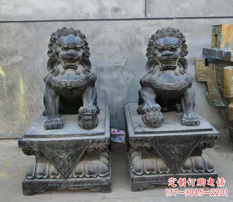 绵阳门口踩球狮子铜雕