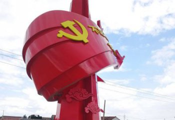 绵阳展现党旗文化的不锈钢党旗雕塑