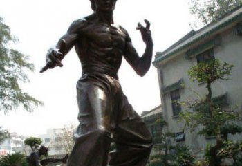绵阳忠实再现李小龙公园名人铜雕
