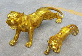 绵阳鎏金老虎，铜雕工艺精美