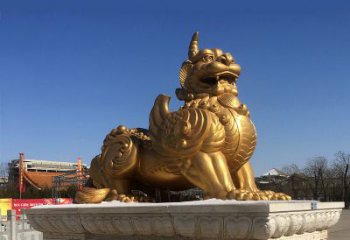 绵阳鎏金铜獬豸雕塑-给您的园林更多灵魂