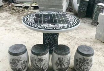 绵阳精美梅兰竹菊形石桌凳，无与伦比的艺术美感