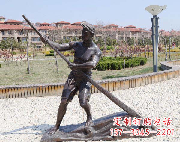 绵阳男子划船铜雕塑