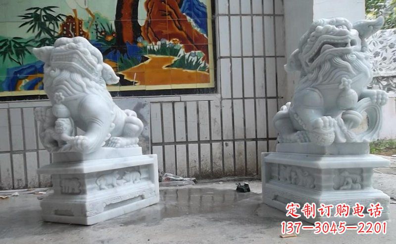 绵阳南狮汉白玉狮子石雕