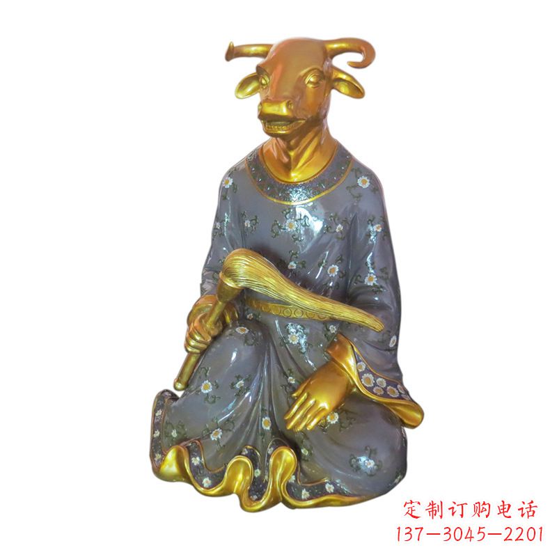 绵阳牛-玻璃钢彩绘生肖雕塑