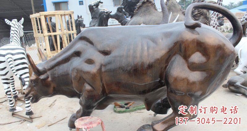 绵阳牛玻璃钢仿铜动物雕塑