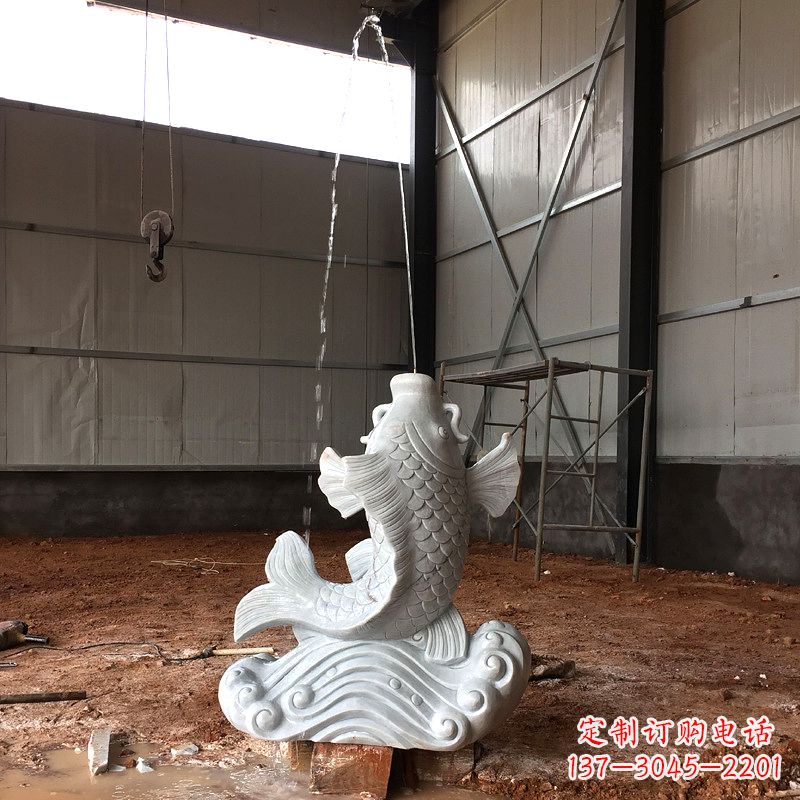 绵阳汉白玉石鲤鱼雕塑,让你的梦想成真!