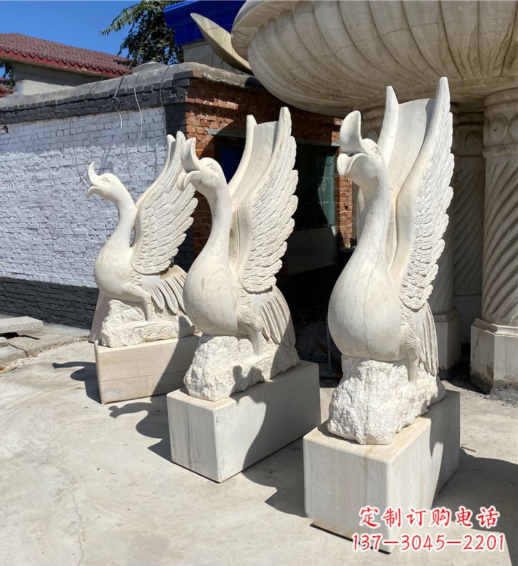 绵阳喷水天鹅大理石公园水景动物雕塑
