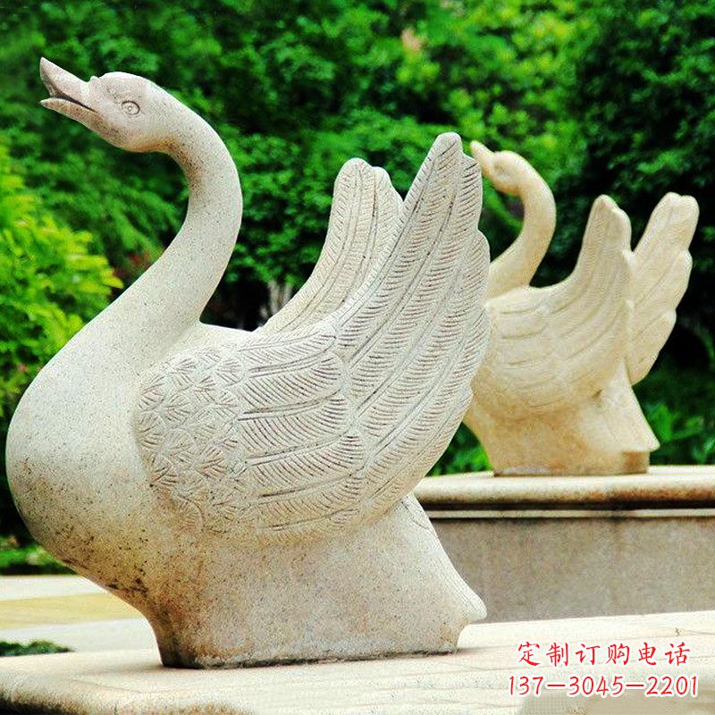 绵阳高雅优美的砂岩天鹅雕塑